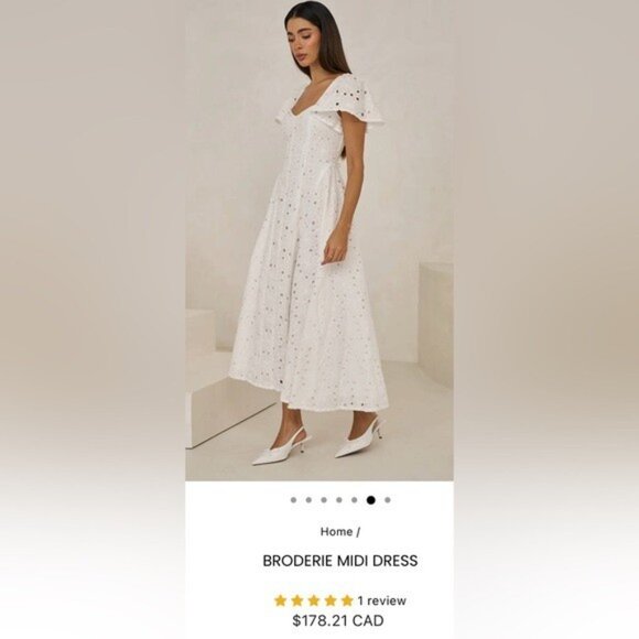 NWT Size MP - Extro&Vert Ada Flutter-Sleeve Broderie Midi Dress - Picture 11 of 13